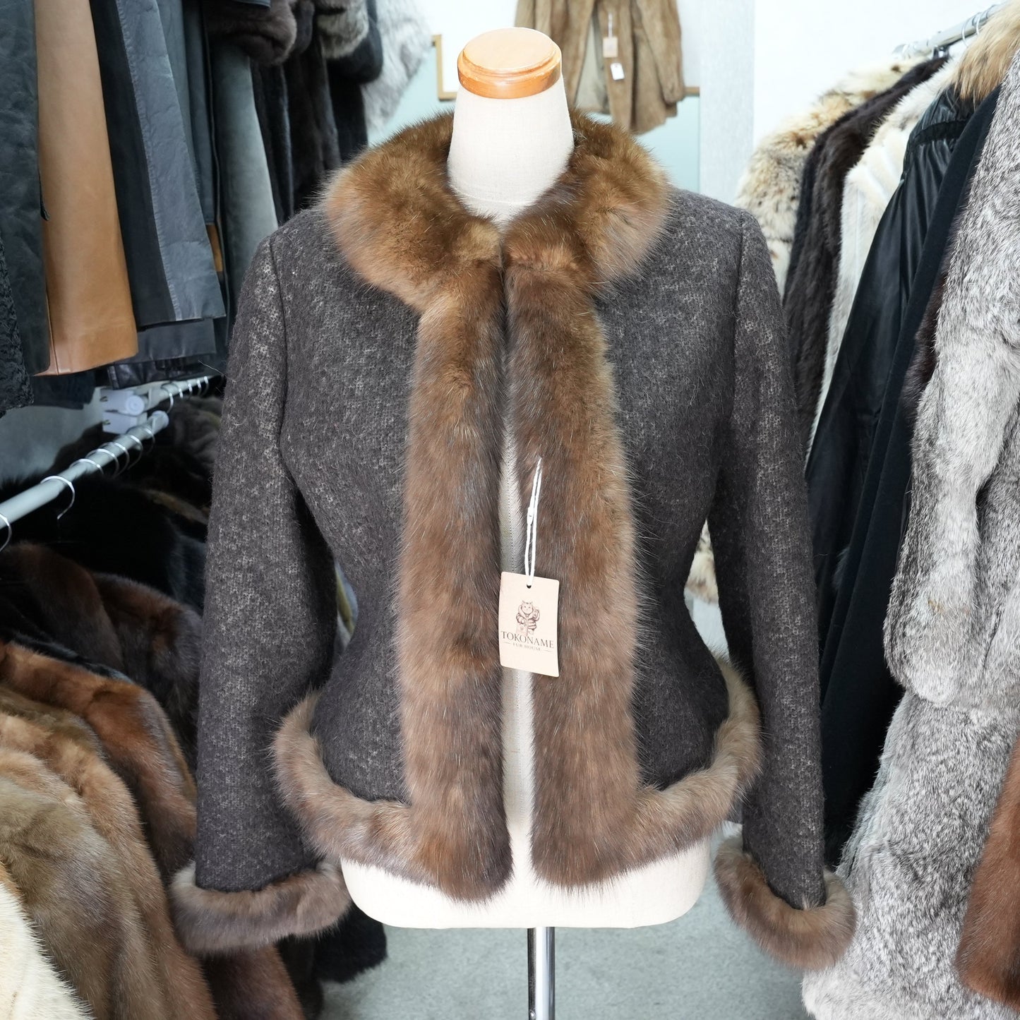 FOXEY Sable Fur Trim Angola Jacket - Genuine Vintage Fur From Japan
