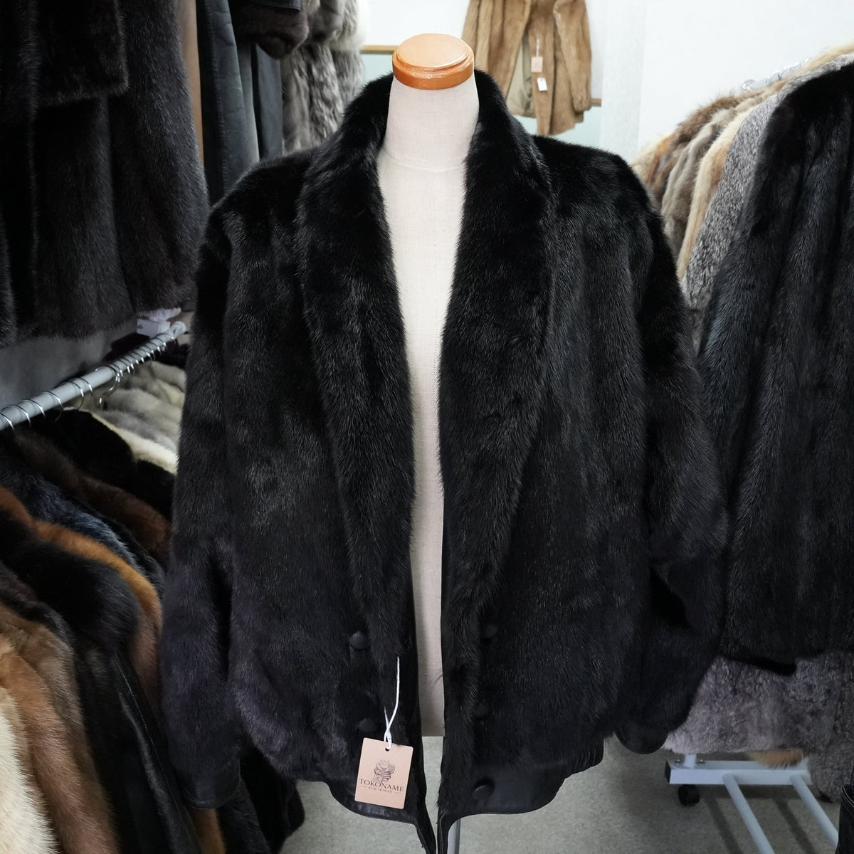 Men Mink and Leather Reversible Bomber Jacket- Genuine Vintage Fur From Japan