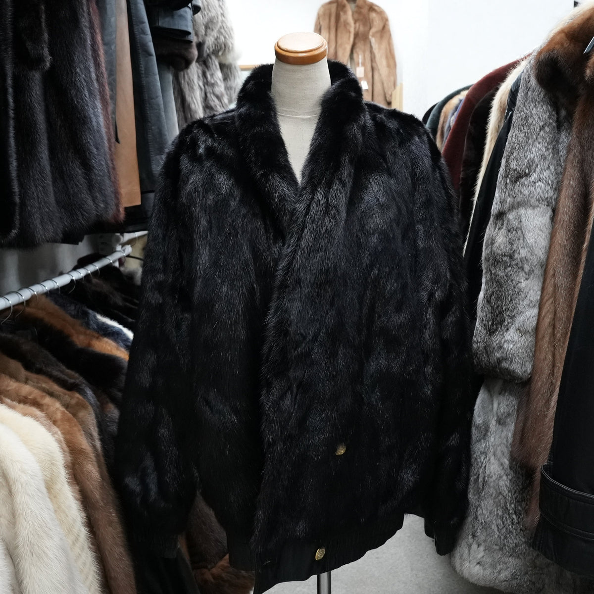Men Reversible Mink and Leather Bomber Jacket - Genuine Vintage Fur From Japan