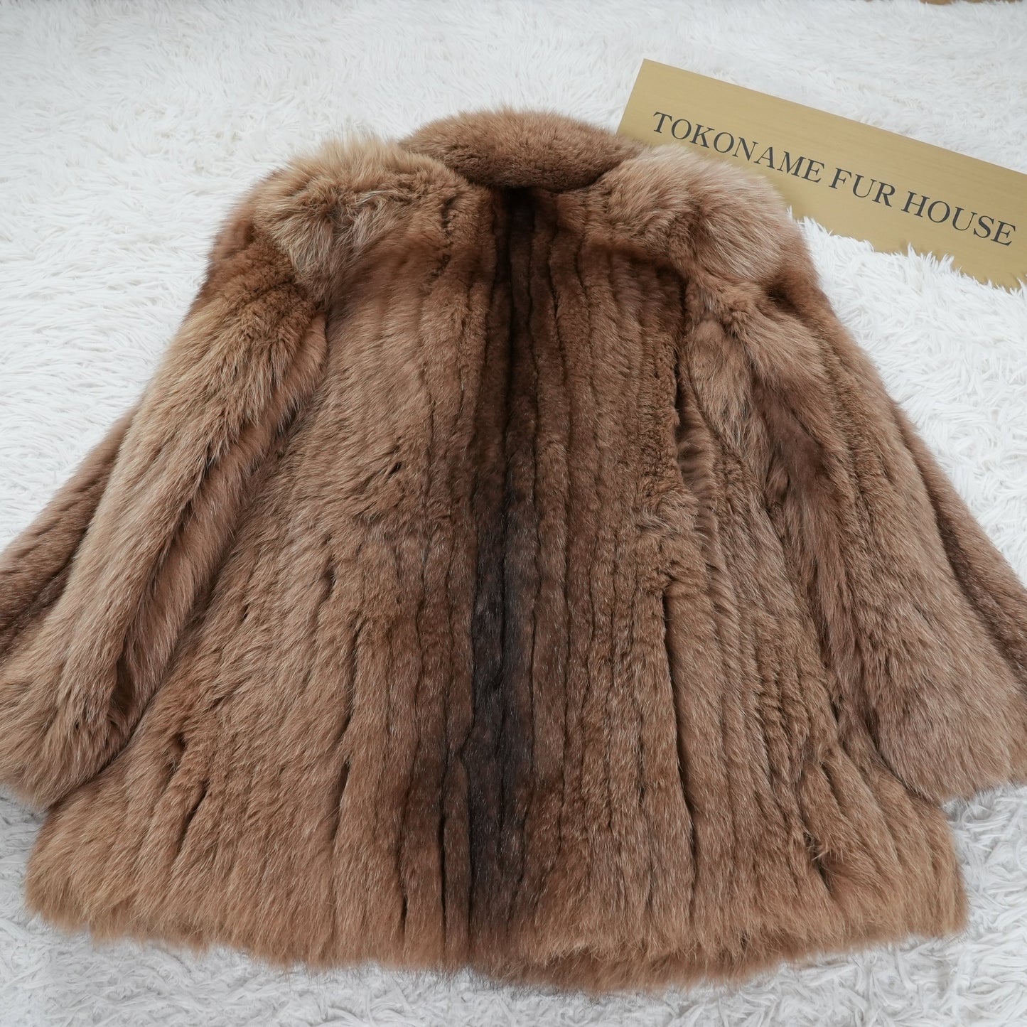 Brown Dyed Fox Fur Design Coat - Genuine Vintage Fur From Japan