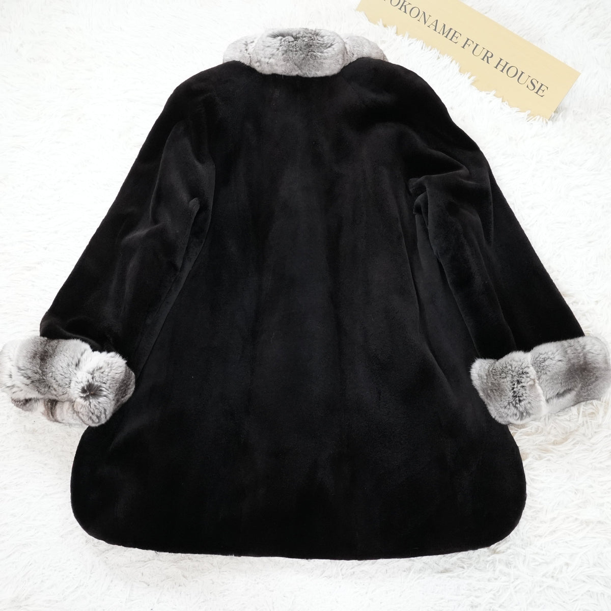 Chinchilla Trim Shaved Mink Fur Coat Yuki Belle Femme - Genuine Vintage Fur From Japan