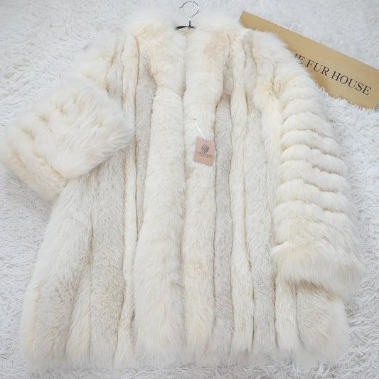 Shadow Fox and Blue Fox Stripe Design Coat SAGA FOX