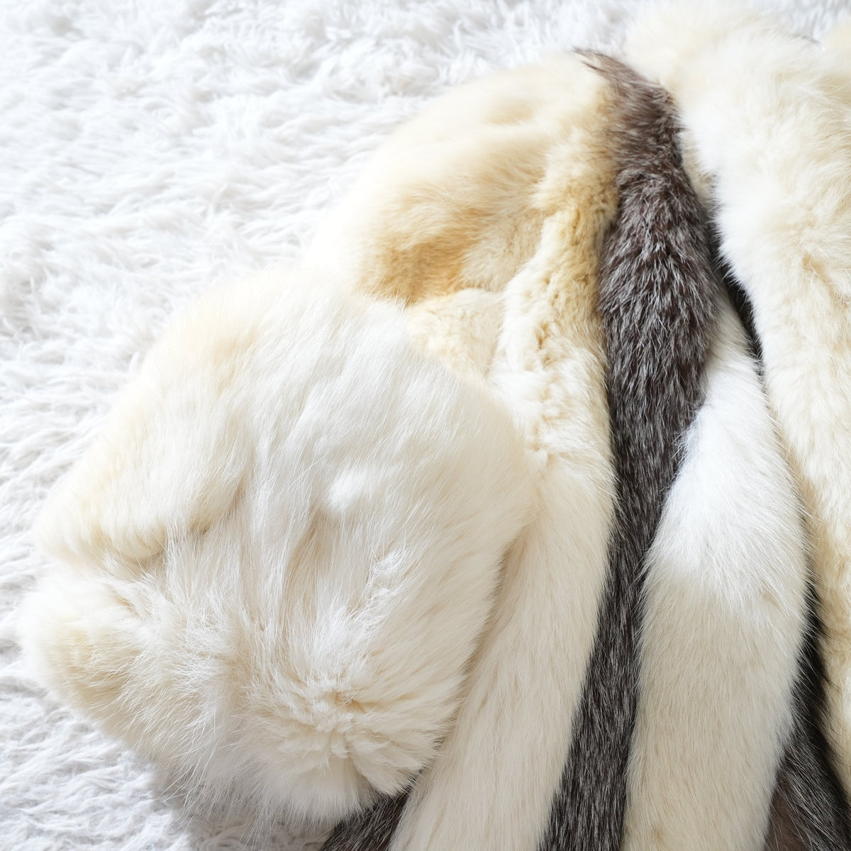 Shadow Fox and Silver Fox Stripe Design Coat Soft and Fluffy SAGA FOX