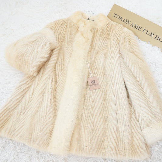 White Mink ZipZag Pattern Genuine Vintage Fur Japan