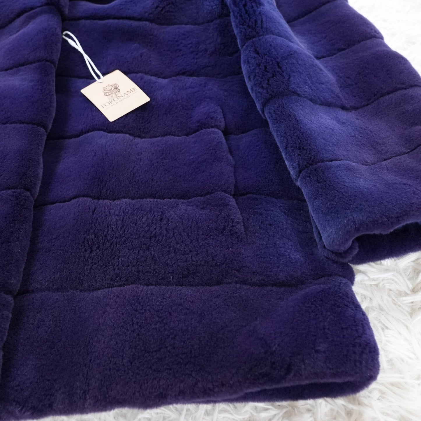 Shaved Mink Chinchilla Trim Fur Jacket Purple Dyed GRES Paris - Genuine Vintage Fur From Japan