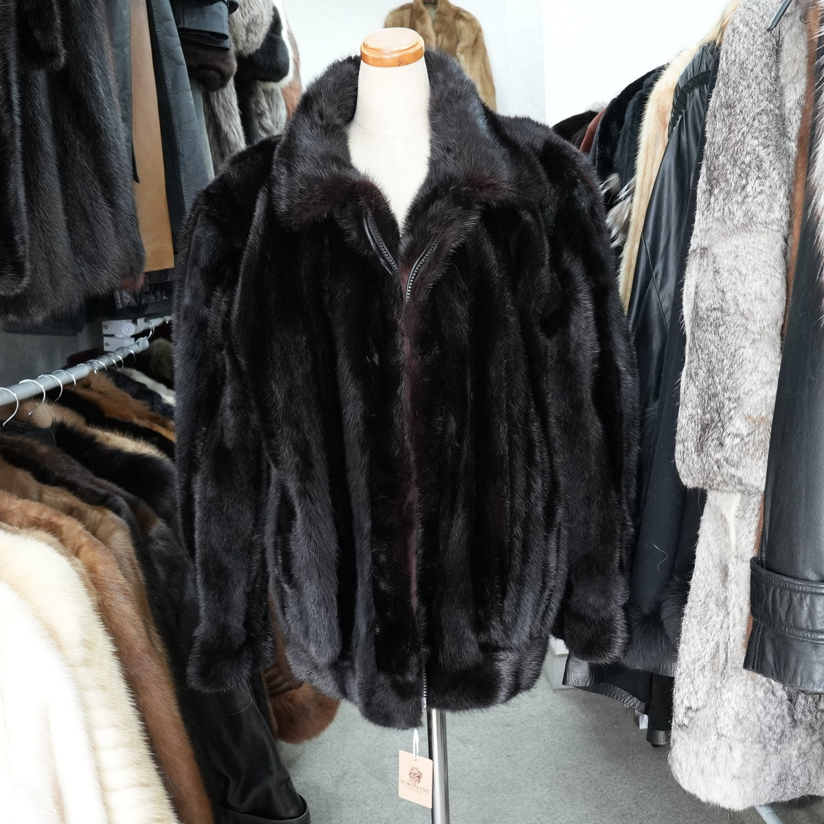 Dark Mink Zip Up Jacket - Genuine Vintage Fur From Japan