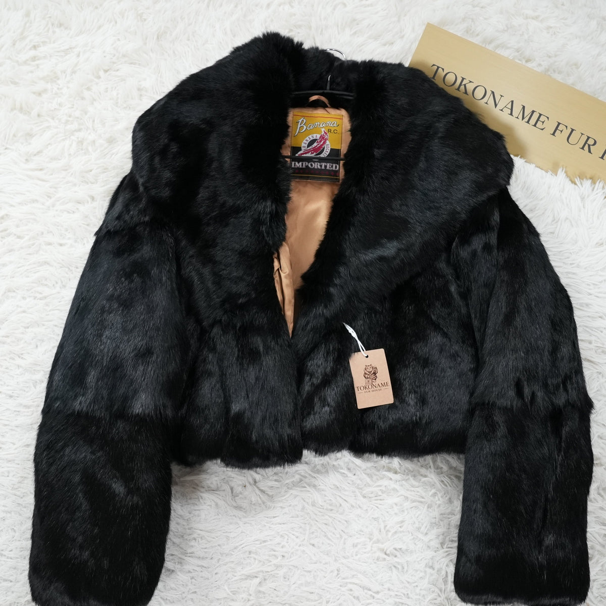 Rabbit Fur Jacket Black Dyed - Genuine Vintage Fur Japan
