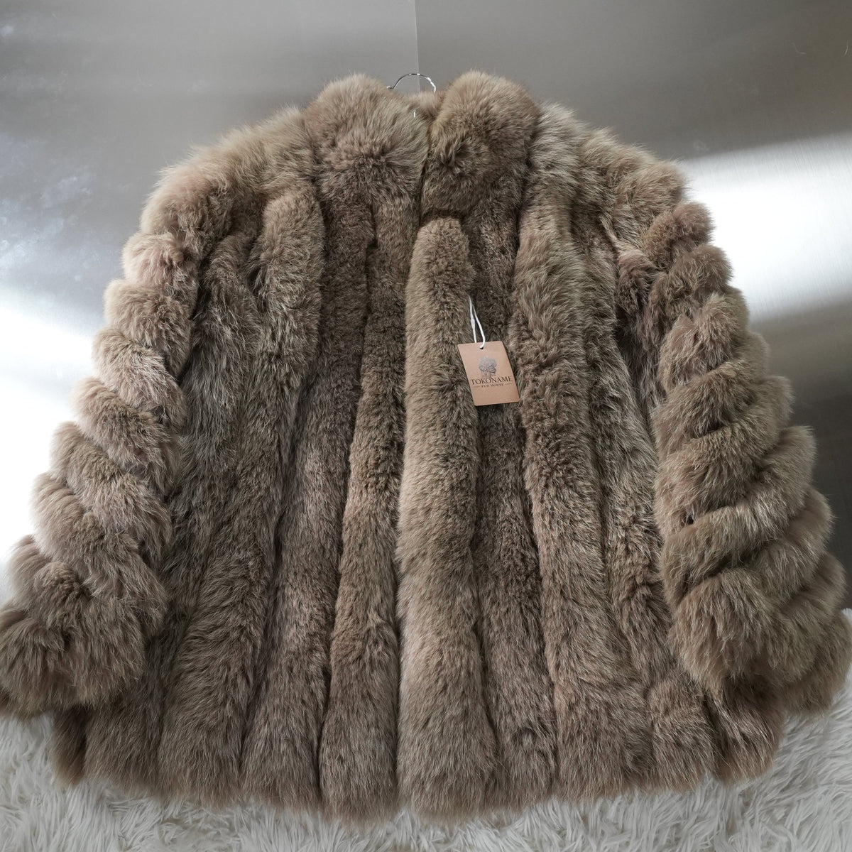 Khaki Brown Dyed Fox Fur Coat - Genuine Vintage Fur From Japan