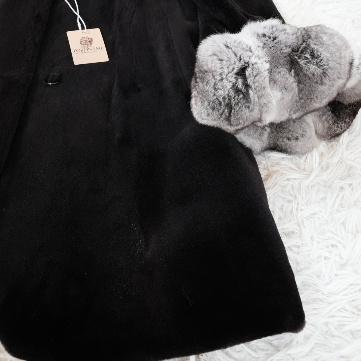 Chinchilla Trim Shaved Mink Fur Coat Yuki Belle Femme - Genuine Vintage Fur From Japan