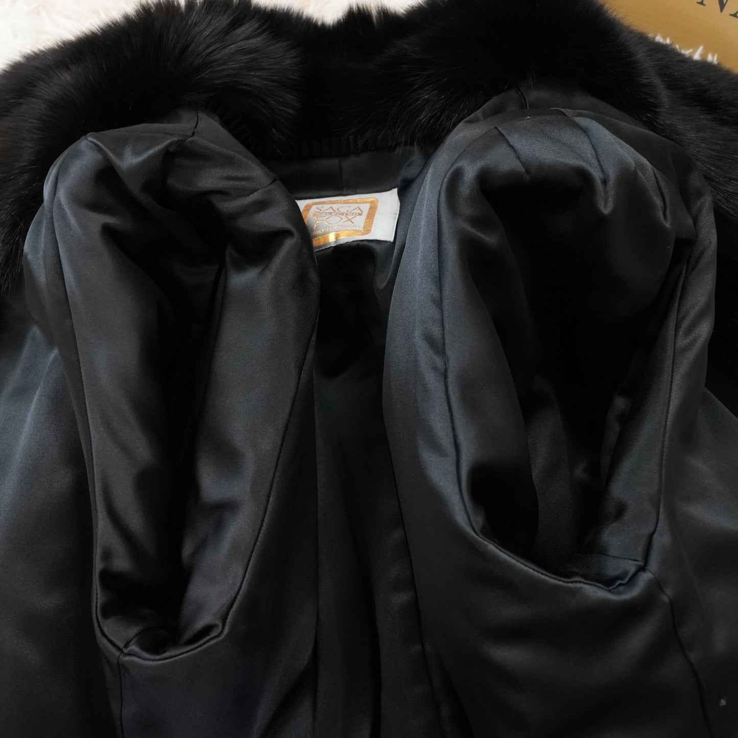 Black Dyed Fox Coat SAGA FOX - Genuine Vintage Fur From Japan