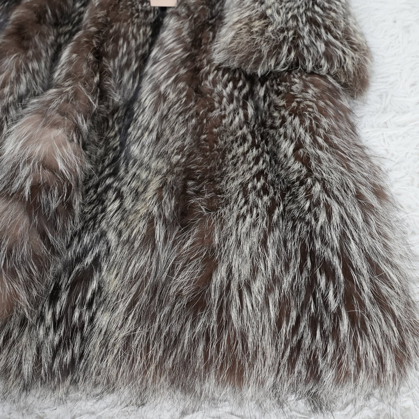 Silver Fox Fur Long Coat - Genuine Vintage Fur From Japan