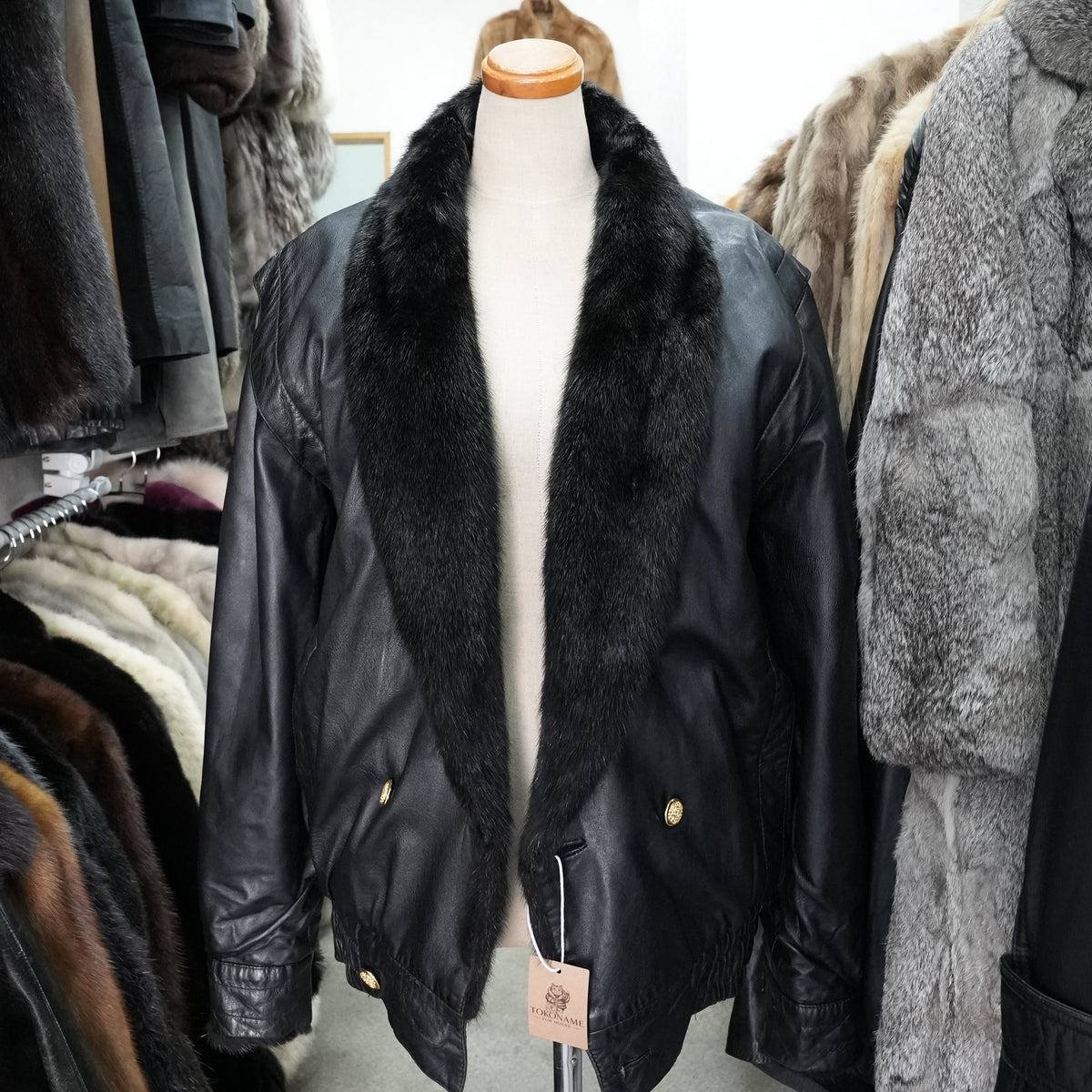 Mink and Leather Jacket Unisex - Genuine Vintage Fur From Japan