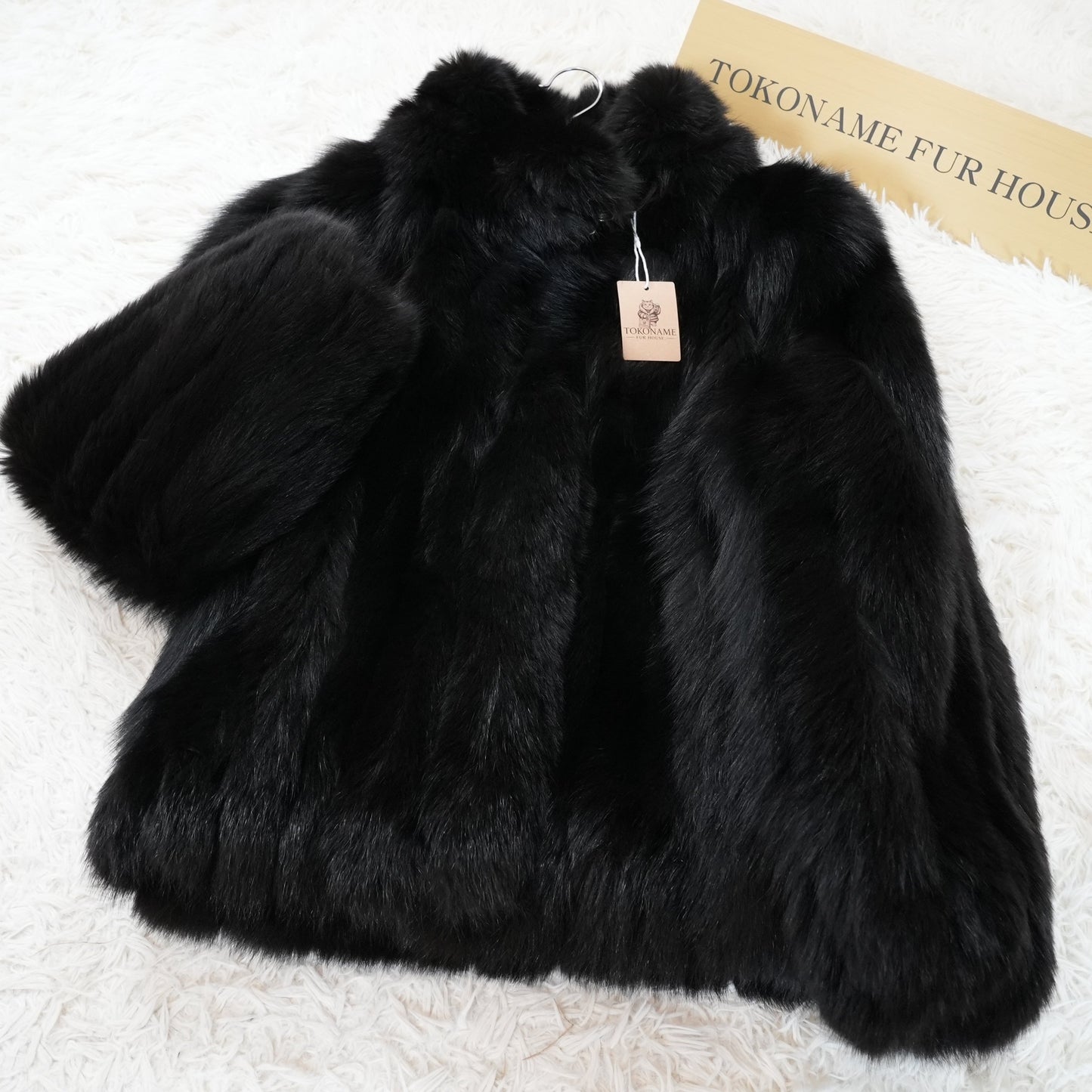 Black Dyed Fox Coat SAGA FOX - Genuine Vintage Fur From Japan