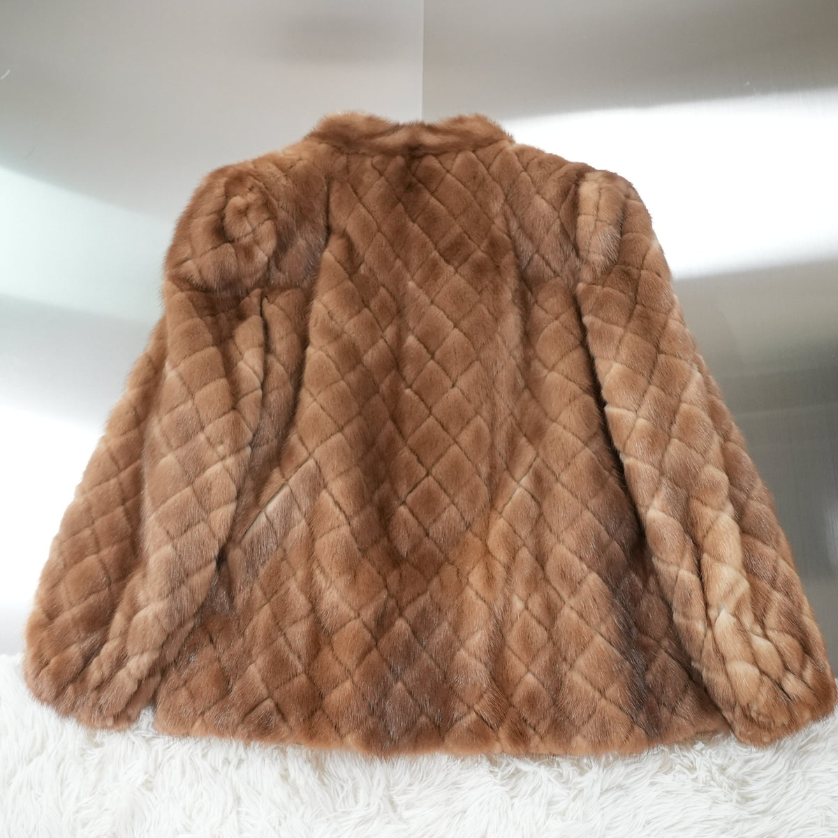 Demi Buff Mink Fur Diamond Cut Design Jacket - Genuine Vintage Fur From Japan