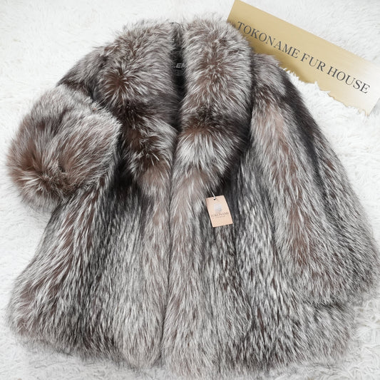 Silver Fox Coat EMBA - Genuine Vintage Fur From Japan