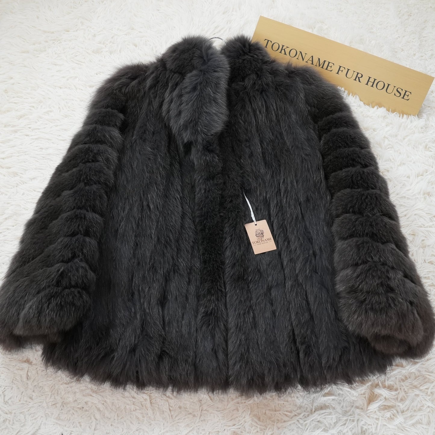 Gray Dyed Fox Fur Coat SAGA FOX - Genuine Vintage Fur From Japan