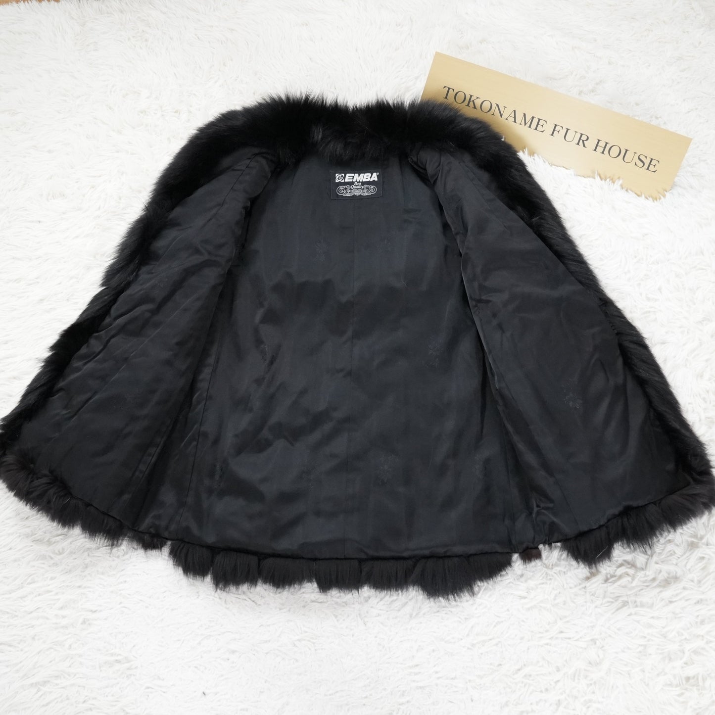 Black Dyed Fox Design Coat EMBA - Genuine Vintage Fur From Japan
