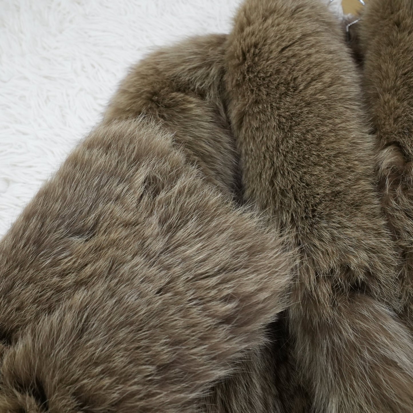 Ash Green Dyed Fox Fur Coat - Genuine Vintage Fur From Japan