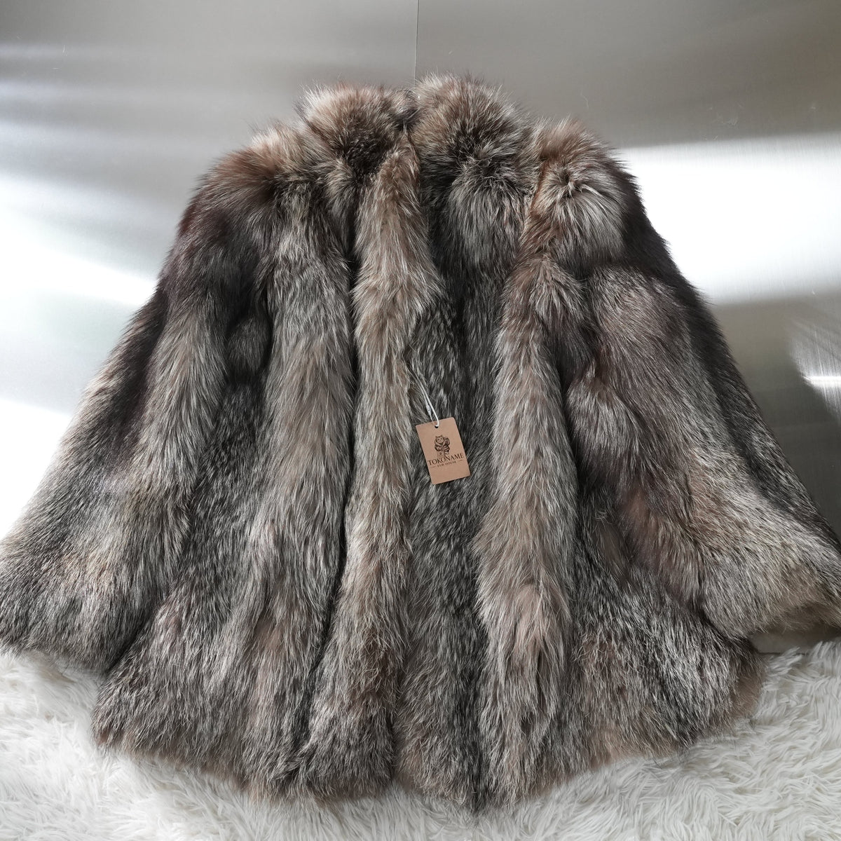 Silver Fox Fur Coat Soft Leather - Genuine Vintage Fur From Japan
