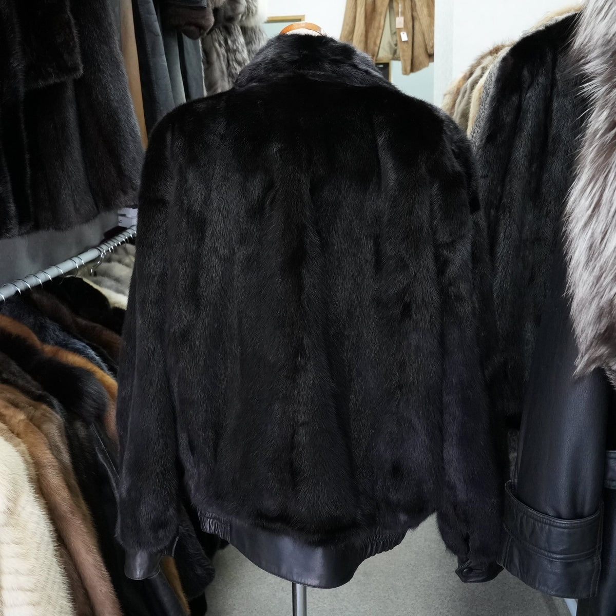 Men Mink and Leather Reversible Bomber Jacket- Genuine Vintage Fur From Japan