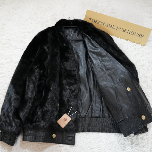 Men Reversible Mink and Leather Bomber Jacket - Genuine Vintage Fur From Japan