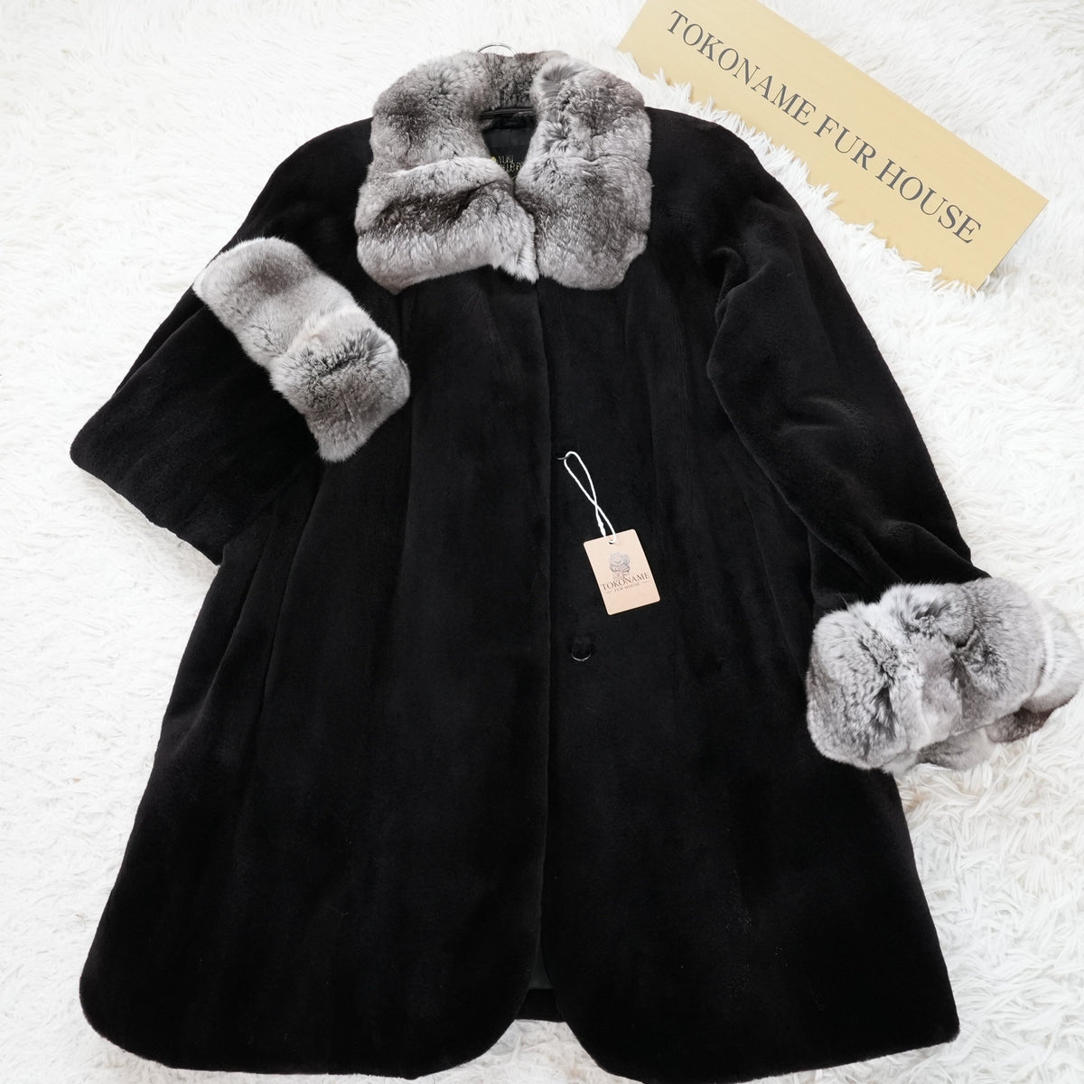 Chinchilla Trim Shaved Mink Fur Coat Yuki Belle Femme - Genuine Vintage Fur From Japan