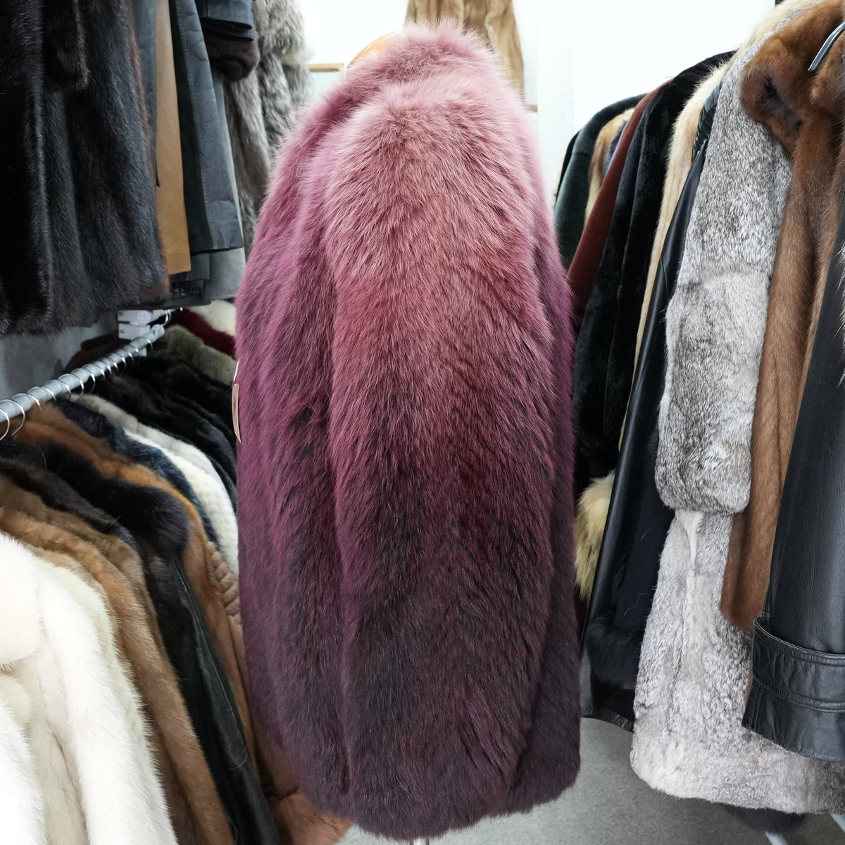 Gradient Dyed Design Fur Coat - Genuine Vintage Fur From Japan
