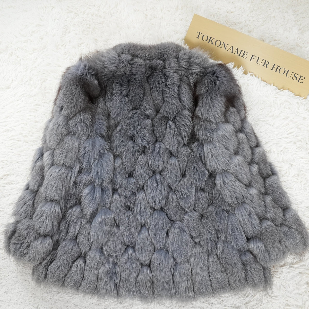 Ash Blue Dyed Fox Fur Design Coat - Genuine Vintage Fur From Japan