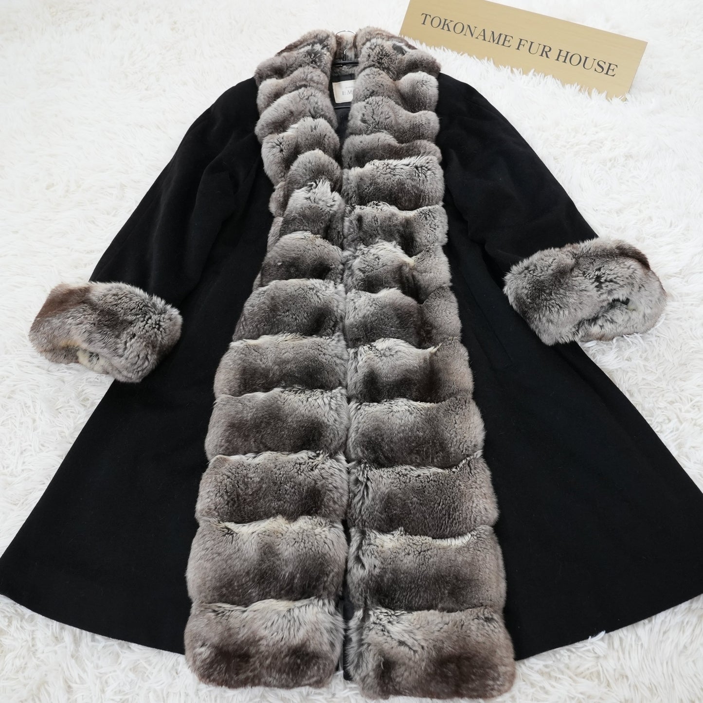 Chinchilla and cashmere Long Coat - EMBA Soft & Fluffy Genuine Vintage Fur Japan