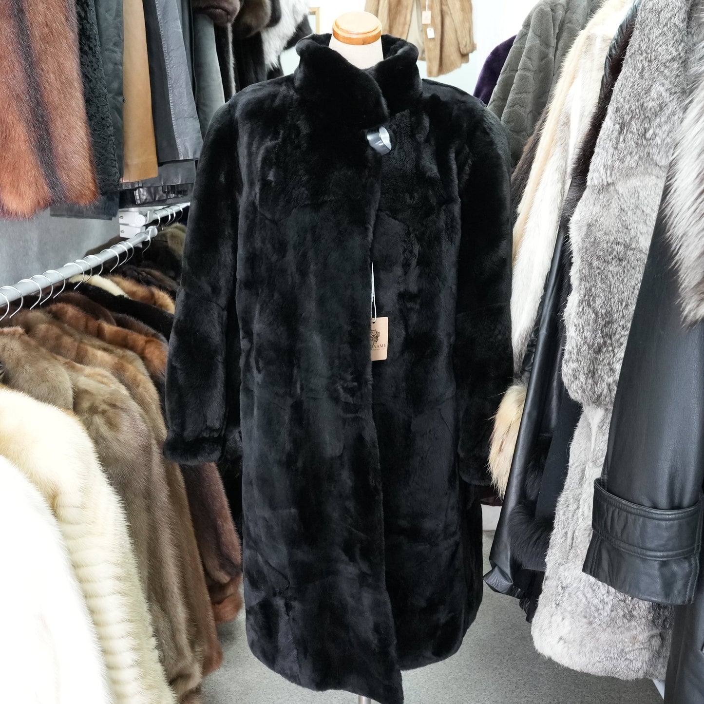 Nutria Fur Black Long Coat - Genuine Vintage Fur From Japan
