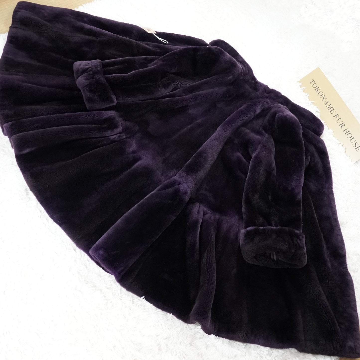 Nutria Purple Deyd Coat Wide hem Roll up Sleeve - Genuine Vintage Fur From Japan