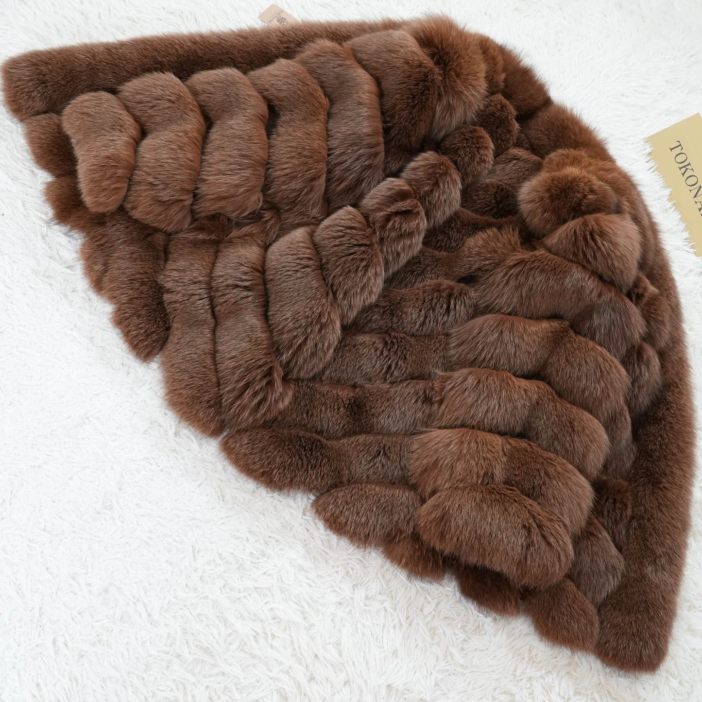 Brown Dyed Fox Fur Design Coat - Genuine Vintage Fur From Japan
