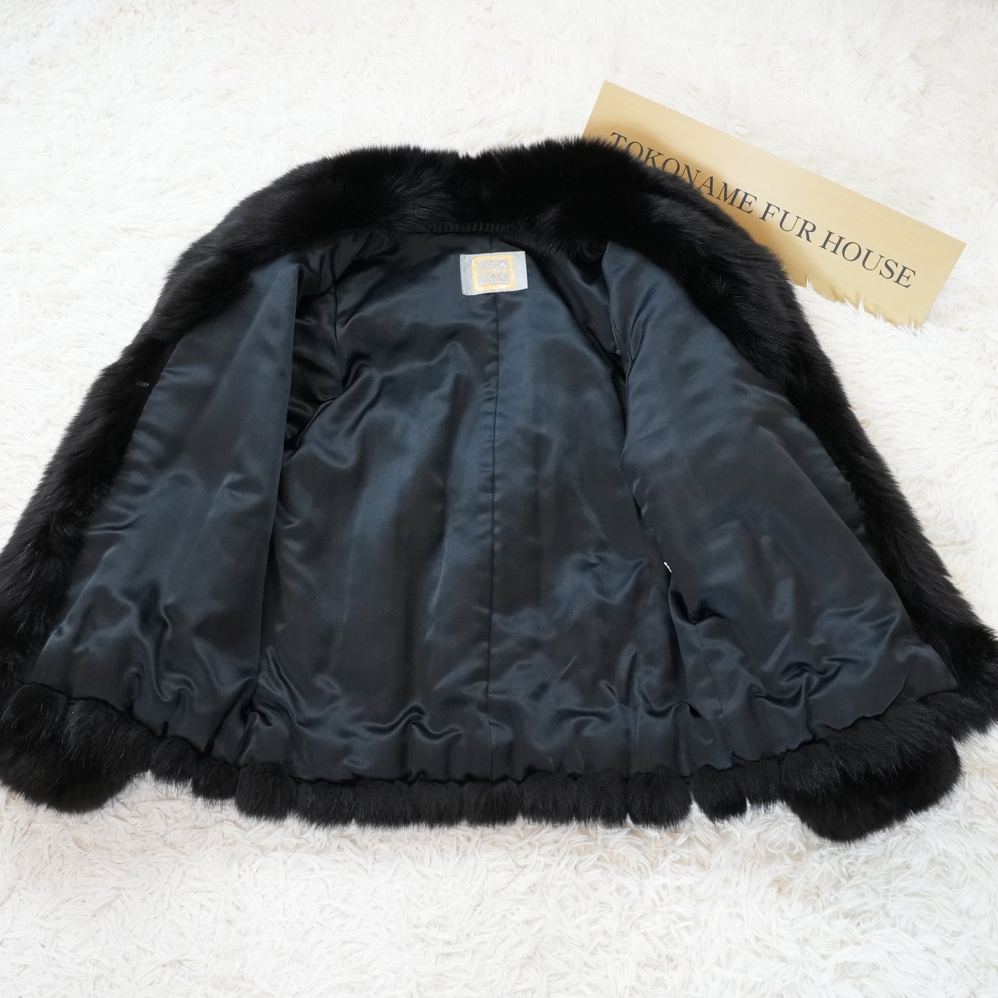 Black Dyed Fox Coat SAGA FOX - Genuine Vintage Fur From Japan