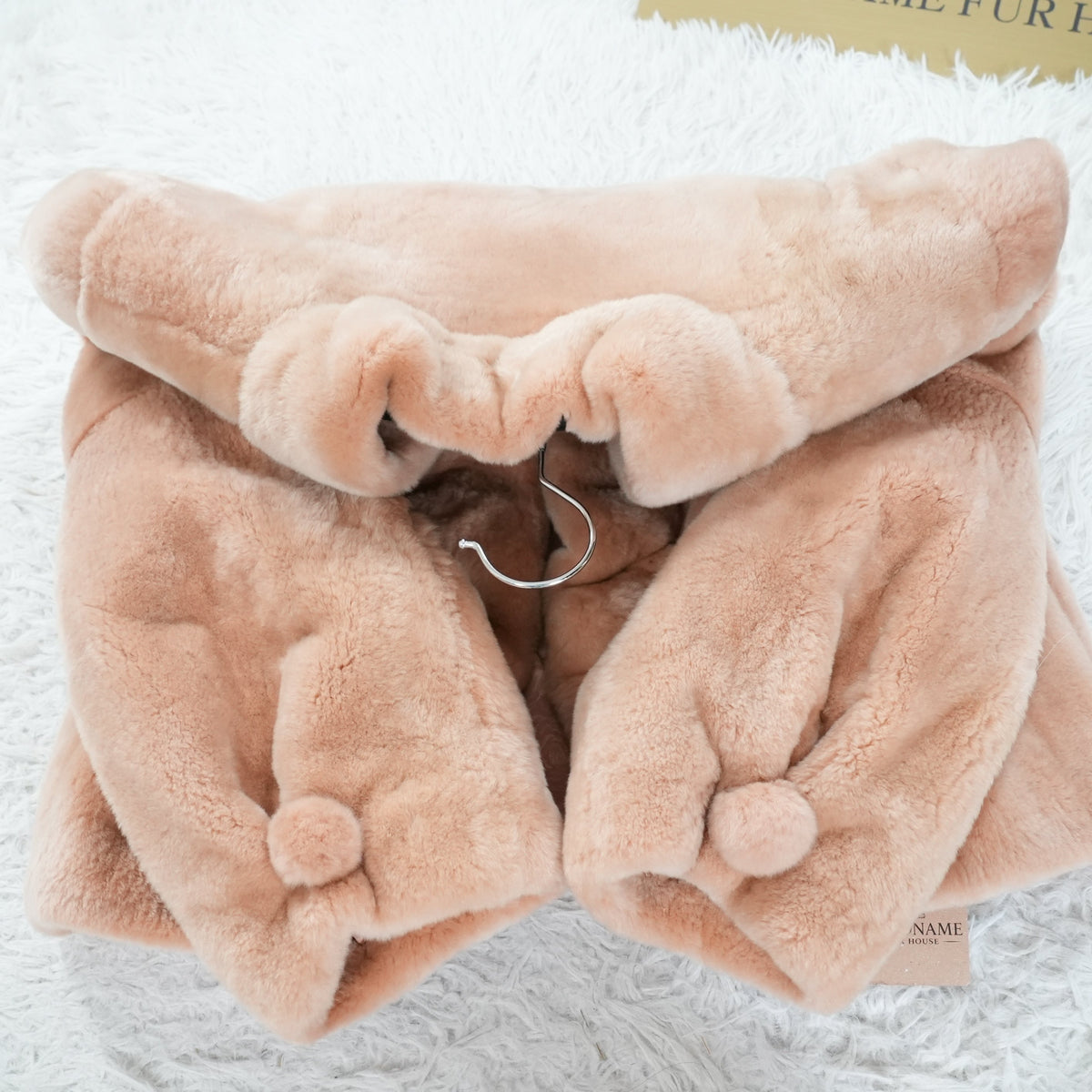 Pink Beige Dyed Nutria Fur crop Jacket - Genuine Vintage Fur From Japan