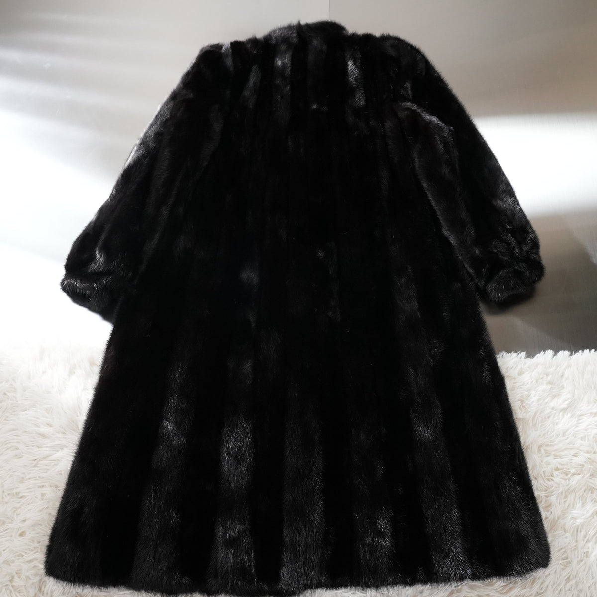 SAGA MINK Fur Long Coat Stripe Design - Genuine Vintage Fur From Japan
