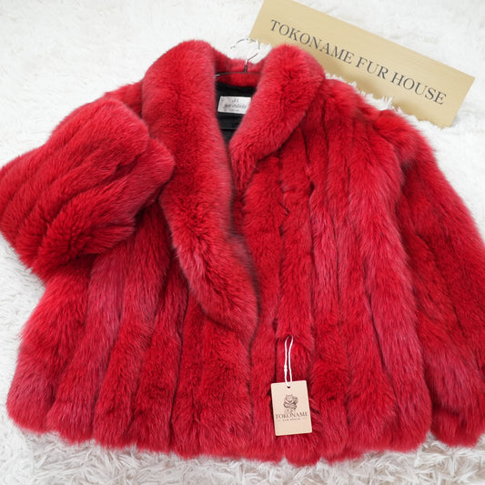 Red Dyed Fox Fur Coat - Genuine Vintage Fur From Japan