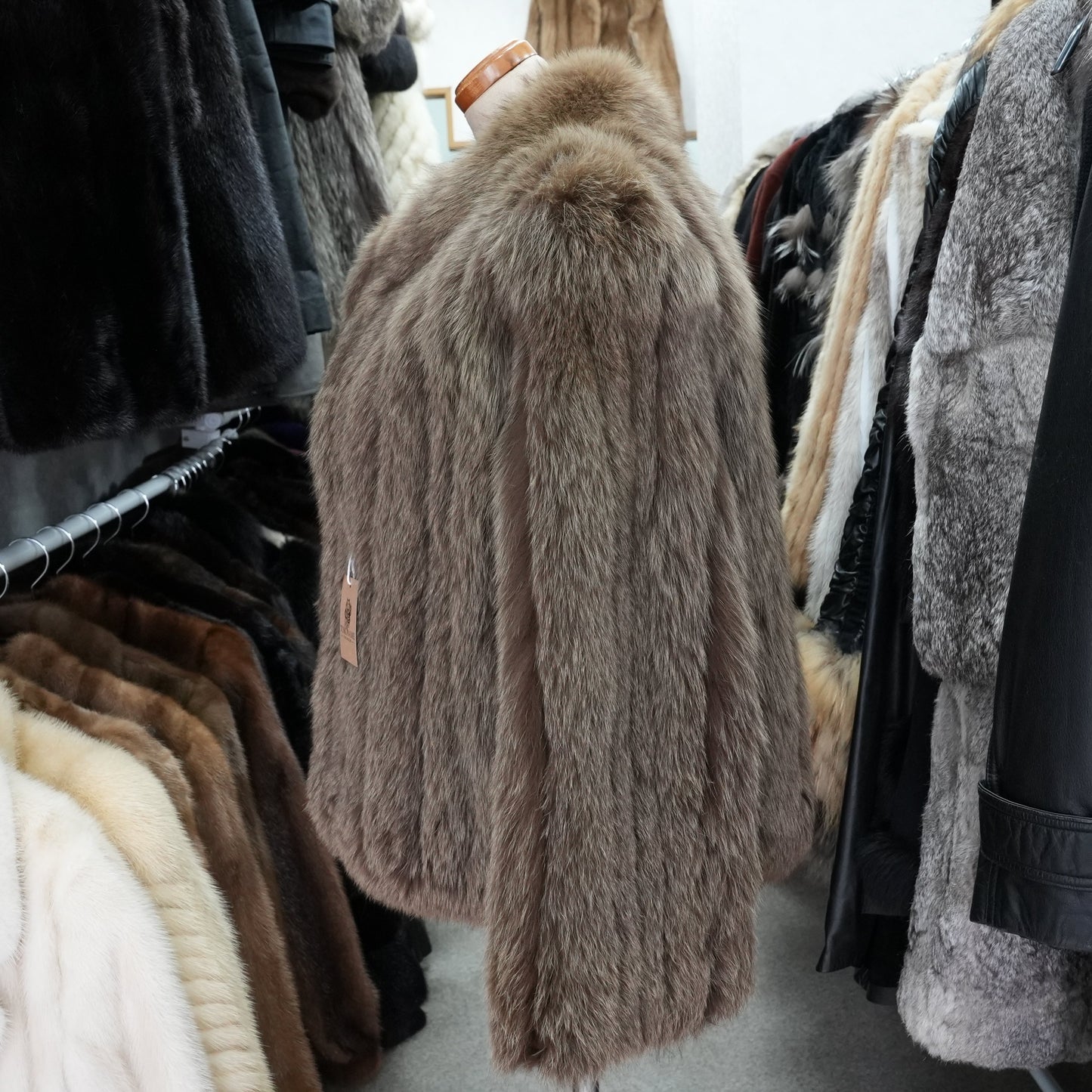 Brown Dyed Fox Fur crop Jacket - Genuine Vintage Fur From Japan
