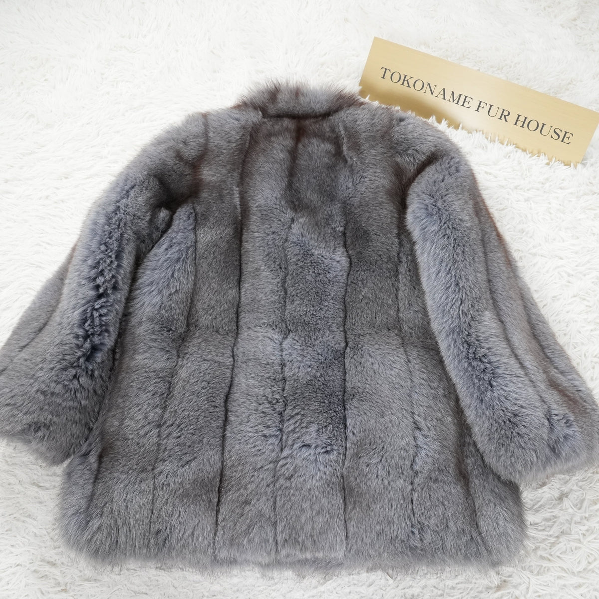 Blue ash Dyed Fox Coat Soft and Fluffy - Genuine Vintage Fur From Japan