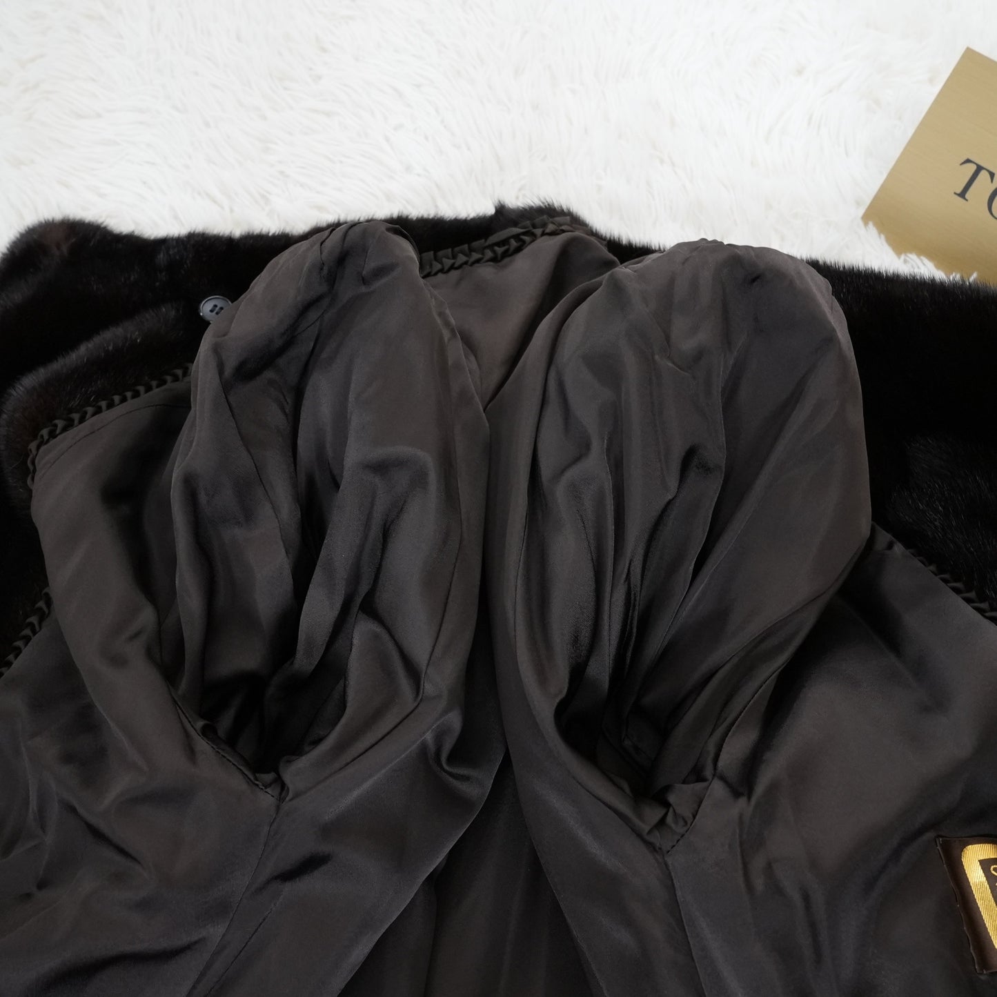Dark Mink Long Coat Roll Up Sleeve - SAGA MINK Genuine Vintage Fur Japan