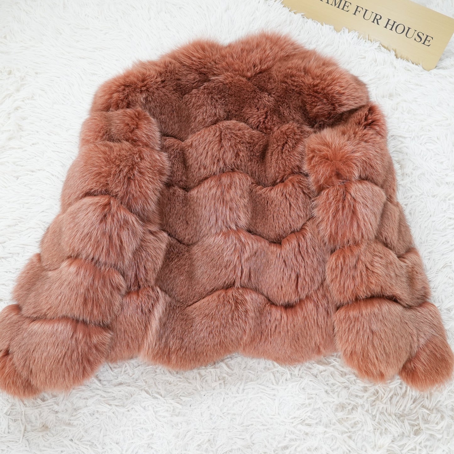 Dull Red Dyed SAGA FOX Fur Coat - Genuine Vintage Fur From Japan