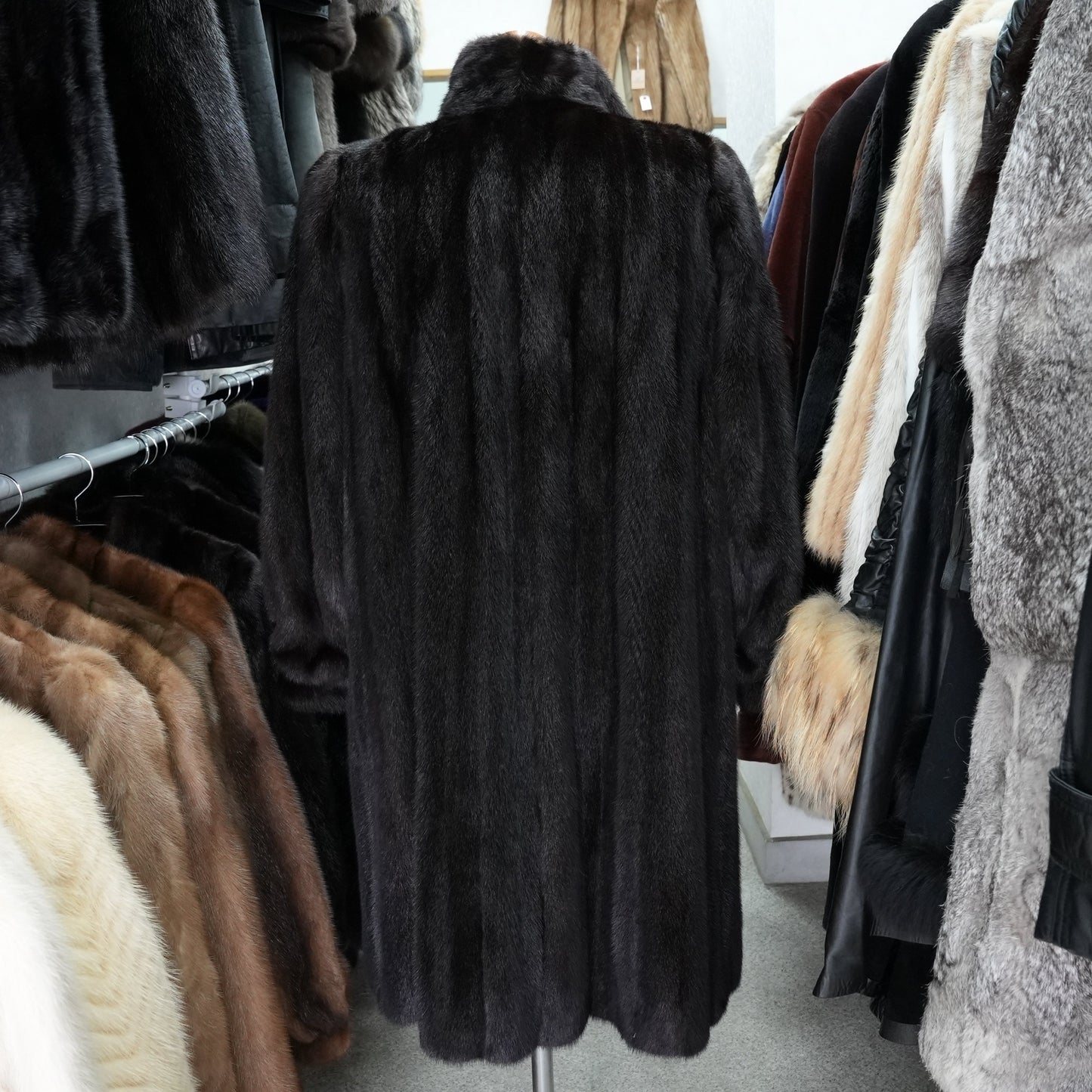 Dark Mink Fur Coat Flare Hem - Genuine Vintage Fur From Japan