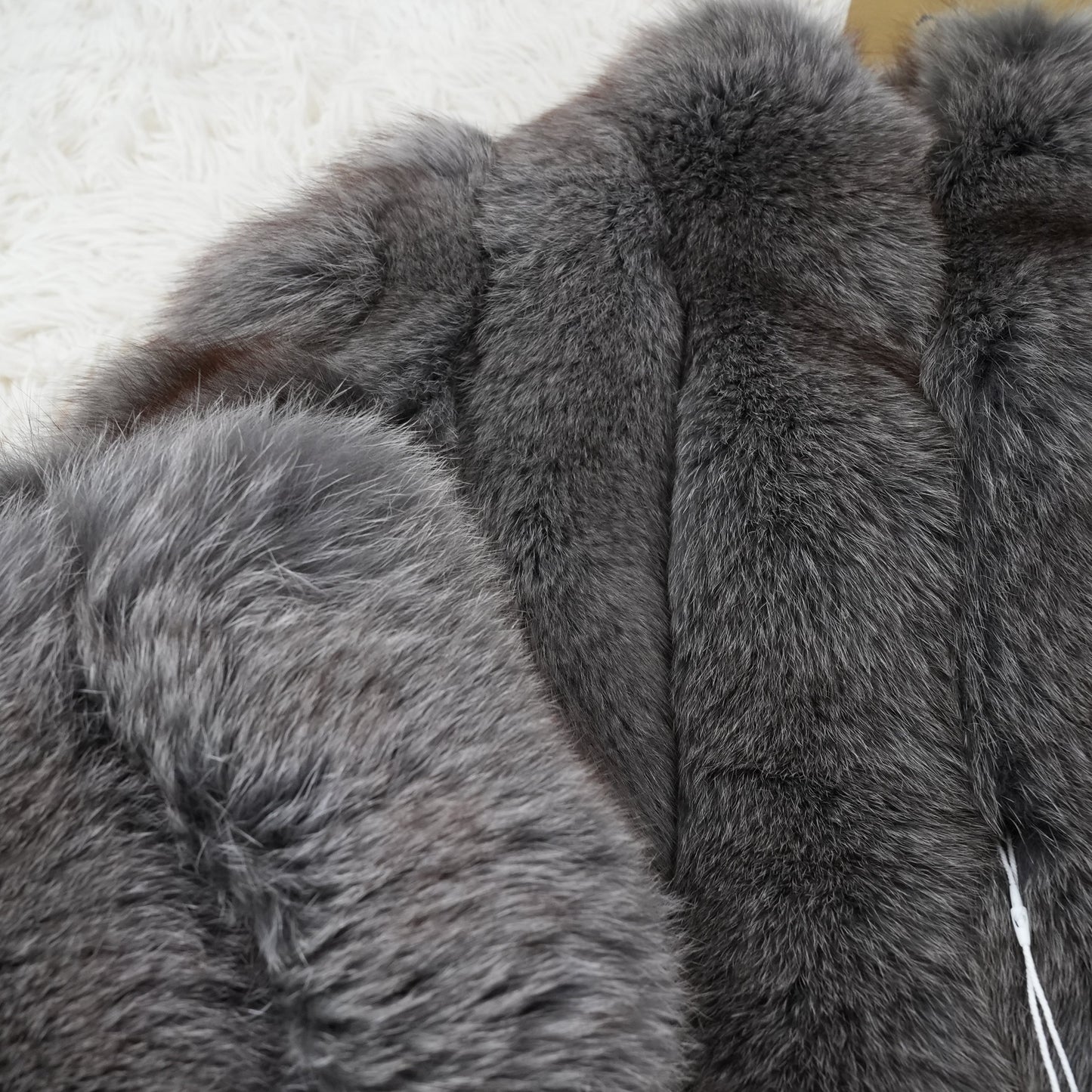 Gray Dyed Fox Coat - Genuine Vintage Fur From Japan