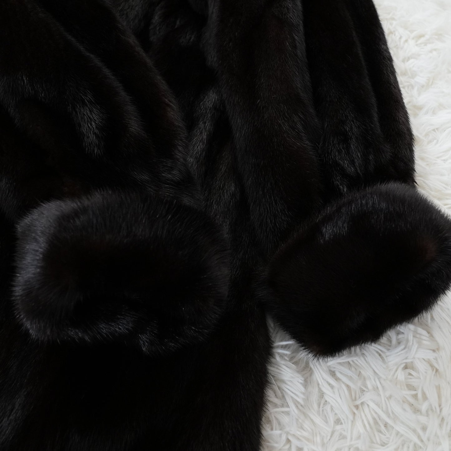 Dark Mink Long Coat Roll Up Sleeve - SAGA MINK Genuine Vintage Fur Japan