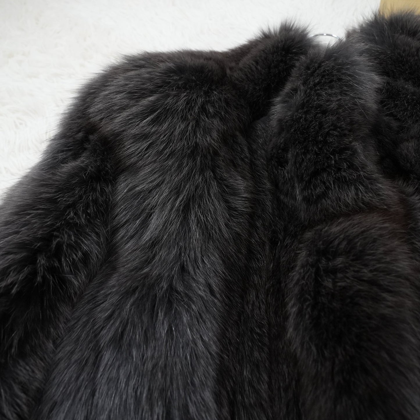 Gray Dyed Fox Fur Coat DU BAINS - Genuine Vintage Fur From Japan