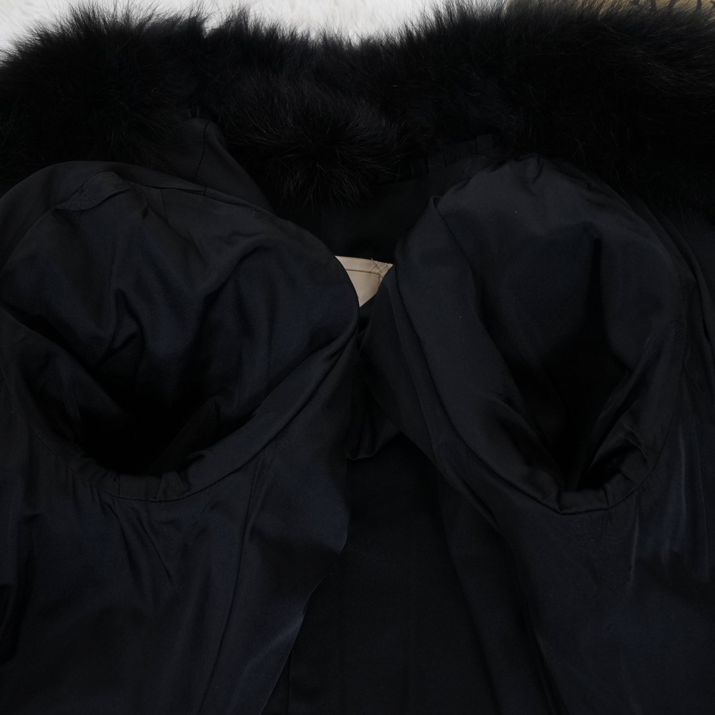 Astrakhan Fox Fur Trim Long Coat Genuine Vintage Fur Japan