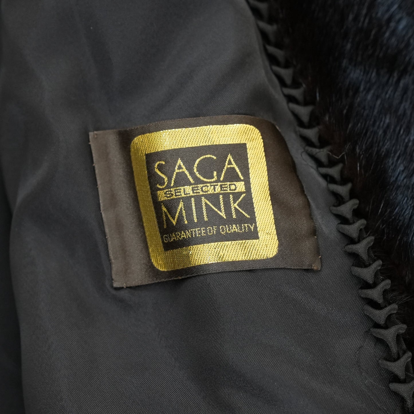 Dark Mink Long Coat Roll Up Sleeve - SAGA MINK Genuine Vintage Fur Japan