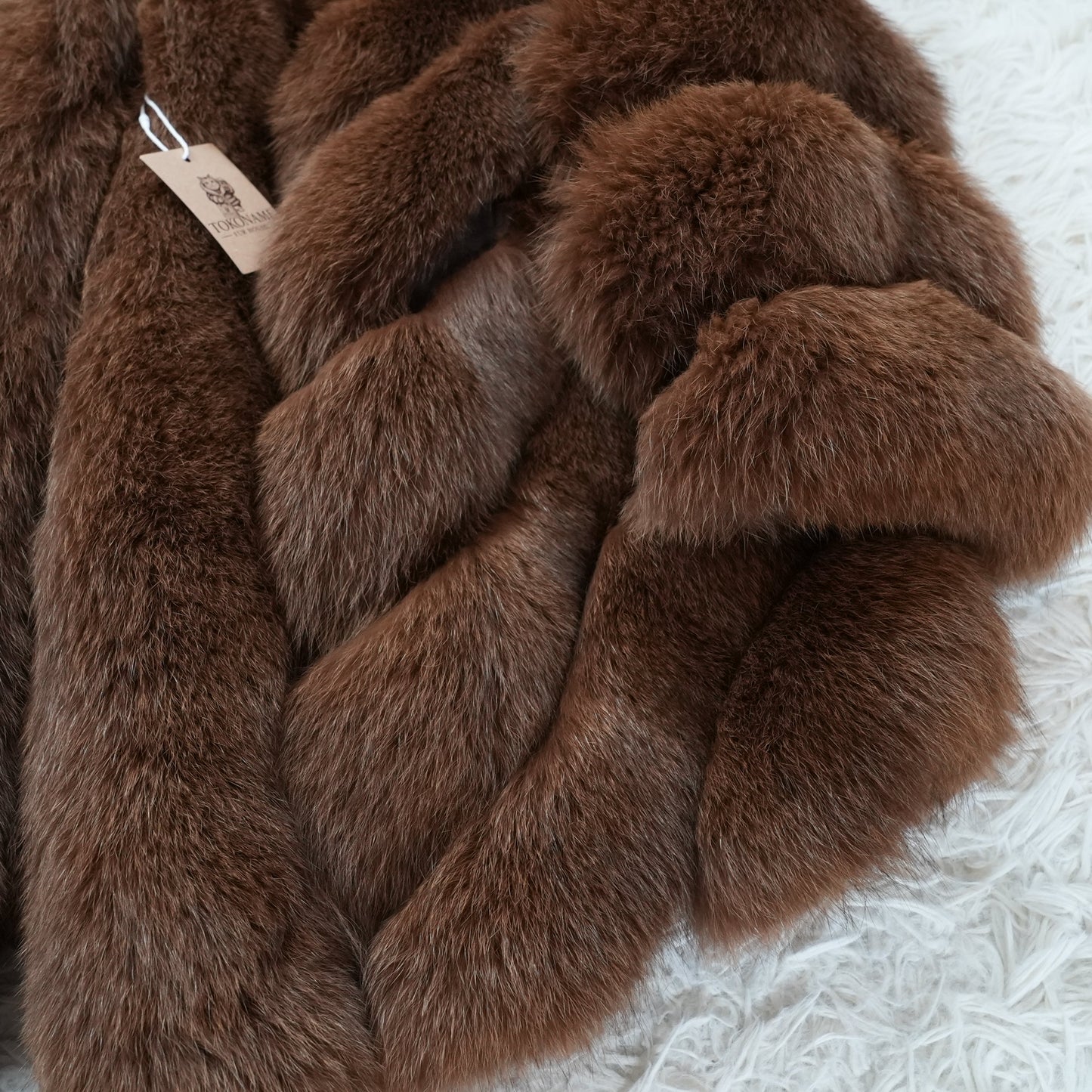 Brown Dyed Fox Fur Design Coat - Genuine Vintage Fur From Japan