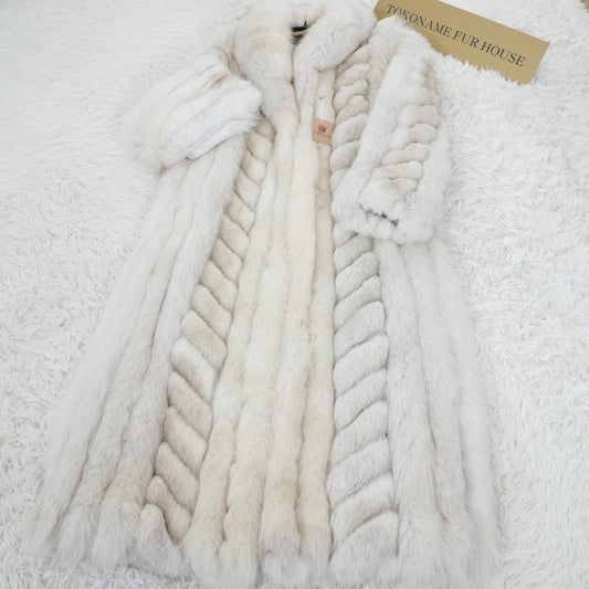 Blue Fox Long Coat Genuine Vintage Fur Japan