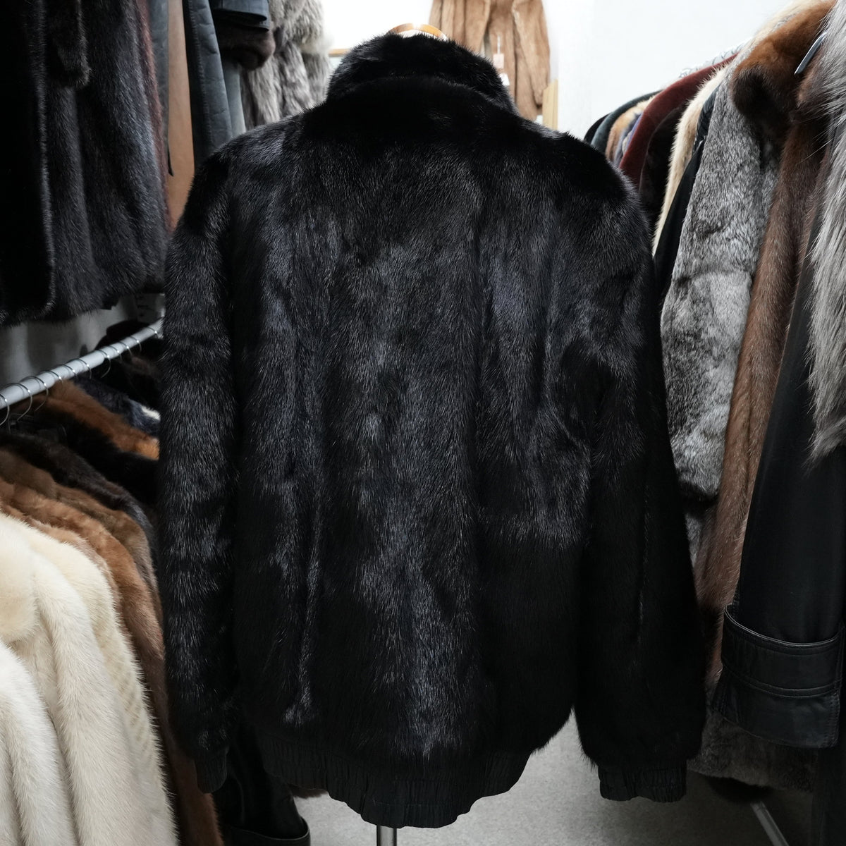 Men Reversible Mink and Leather Bomber Jacket - Genuine Vintage Fur From Japan