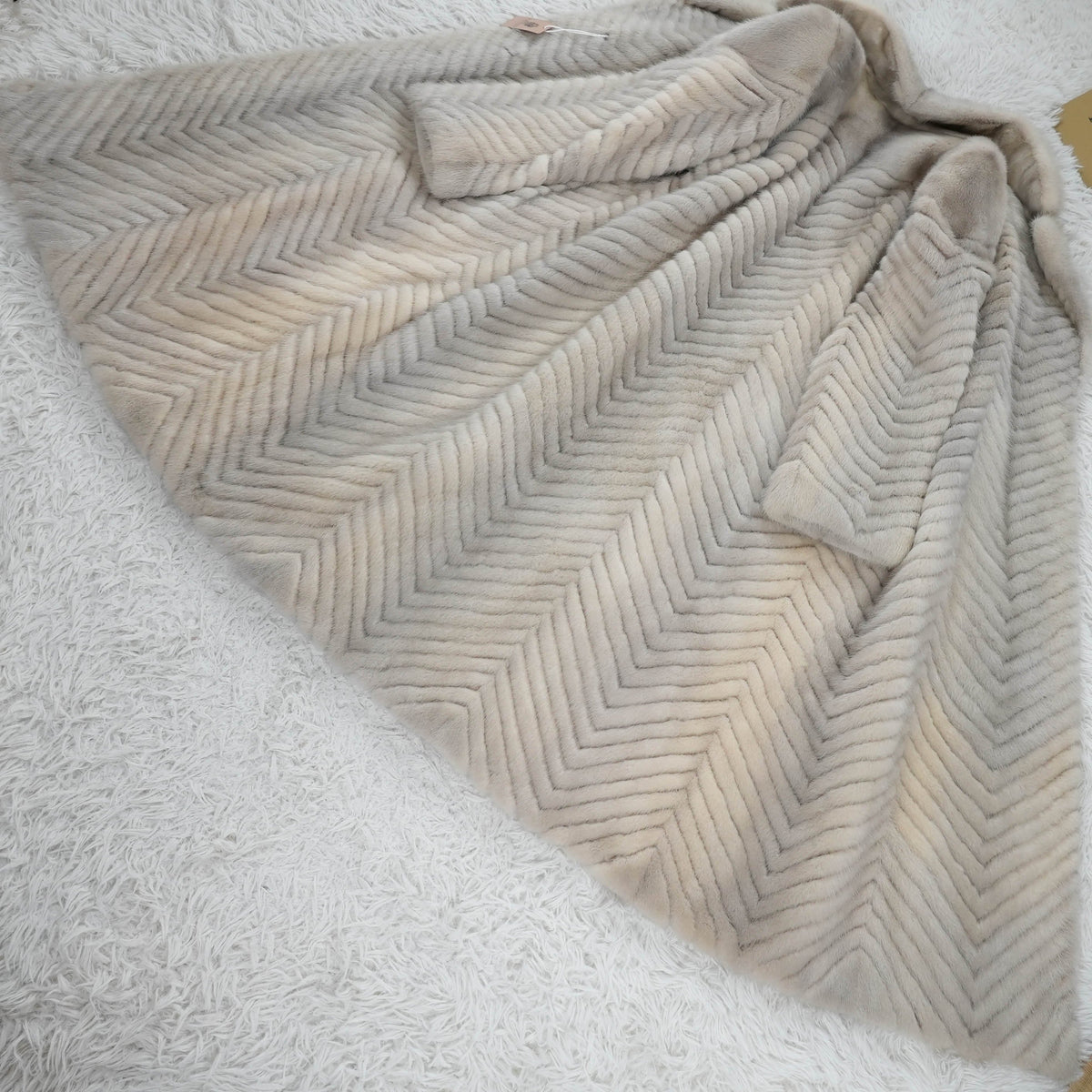 Sapphire mink Long Coat chevron - Genuine Vintage Fur From Japan